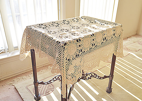 Crochet Square Tablecloth 36" x 36" Square. Ecru color